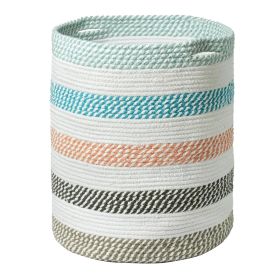 Recycled Cotton Laundry Basket Multicolor Melange Woven Rope Blanket Storage Basket Toys Towels Laundry and Living Room Organization 15x15x17.7 i