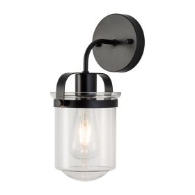 1-Light Wall Lamp with Clear Glass Shade, Modern Wall Sconce, Industrial Indoor Wall Light Fixture for Bathroom Living Room Bedroom Over Kitchen