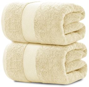 Luxury Soft Beige Bath Sheet Towels 650 GSM Cotton Luxury Bath Towels 2 Pack Extra Large 35x70 inch Highly Absorbent and Quick Dry Hotel Collecti