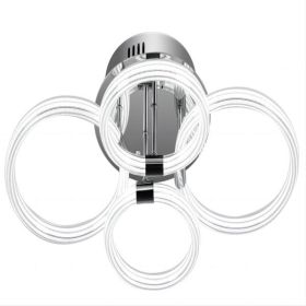 Modern LED Flush Mount Ceiling Light with Dimmable Remote Control, 6Rings Acrylic for Bedroom, Living Room, Kitchen