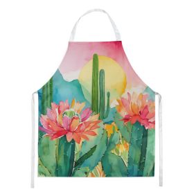 Arizona Saguaro Cactus Blossom in Watercolor Apron Cooking Kitchen Server Baking Crafts Gardening for Adult Women Men, Unisex, Large, Multicolor