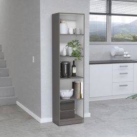 Vinton XS Bookcase Compact Bookshelf with Multiple Shelves, Matt Gray / White