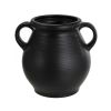 Ceramic Vase with Ribbed Finish, Black