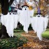 3 Pack 24.8" Halloween Hanging Ghost Decorations, Halloween White Flying Ghost with Hats for Haunted House Graveyard Scene