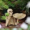 Skull Tray Ornament with Bowl â€“ Unique Skeleton Design for Indoor & Outdoor Decor, Perfect for Halloween, Day of the Dead, or Gothic Themed Rooms