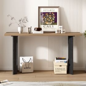 Uniquely Designed Console Table made of Fraxinus Mandschuric Solid Wood Veneer,with Distinctive Round Hollow Legs, Suitable for Foyer, Living Roo (Color: Natural, Material: MDF)