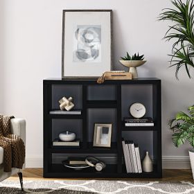 Open Wooden Open Shelf Bookcase, Freestanding Display Storage Cabinet with 7 Cube Storage Spaces, Floor Standing Bookshelf, Entryway (Color: as Pic)