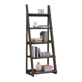 5-Tier Shelves,Bookshelf, Storage Rack, Bookcase with Rubber Wood Frame, Ladder Shelf for Living Room, Home Office, Kitchen, Bedroom, Apartment (Color: as Pic)