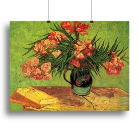 Still Life Vase with Oleanders and Books by Van Gogh Canvas Print or Poster (Type: Poster Print, size: 40" x 26" / 100cm x 65cm (approx))