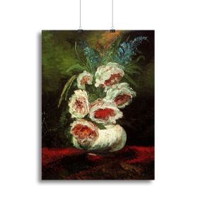 Vase with Peonies by Van Gogh Canvas Print or Poster (Type: Standard Framed Canvas Print, size: 32" x 24" / 80cm x 60cm (approx))