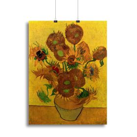 Still Life Vase with Fifteen Sunflowers by Van Gogh Canvas Print or Poster (Type: Standard Framed Canvas Print, size: 40" x 26" / 100cm x 65cm (approx))