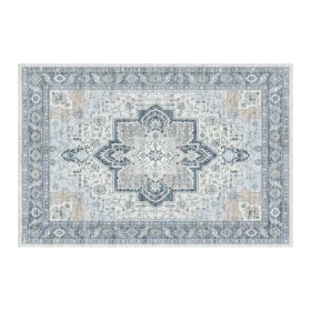 1PC Bohemian Vintage Watercolor Doormat - Non-Slip Soft Rug, Stain-Resistant Washable Mat for Entryway, Kitchen, Living Room, Laundry & Bathroom (colour: KSX-9-12-4, size: 9*12ft/274*366cm)
