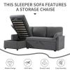 84.2" Sleeper Sofa Bed,Pull Out Sofa Bed with Storage Chaise L Shape Sectional Sofa